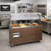 Thumbnail image #2 for Vollrath 2-Series Affordable Portable Mobile 3-Well Open Well Hot Food Station with Enclosed Storage Base, Buffet Breath Guard, Cherry Woodgrain, 208-240V