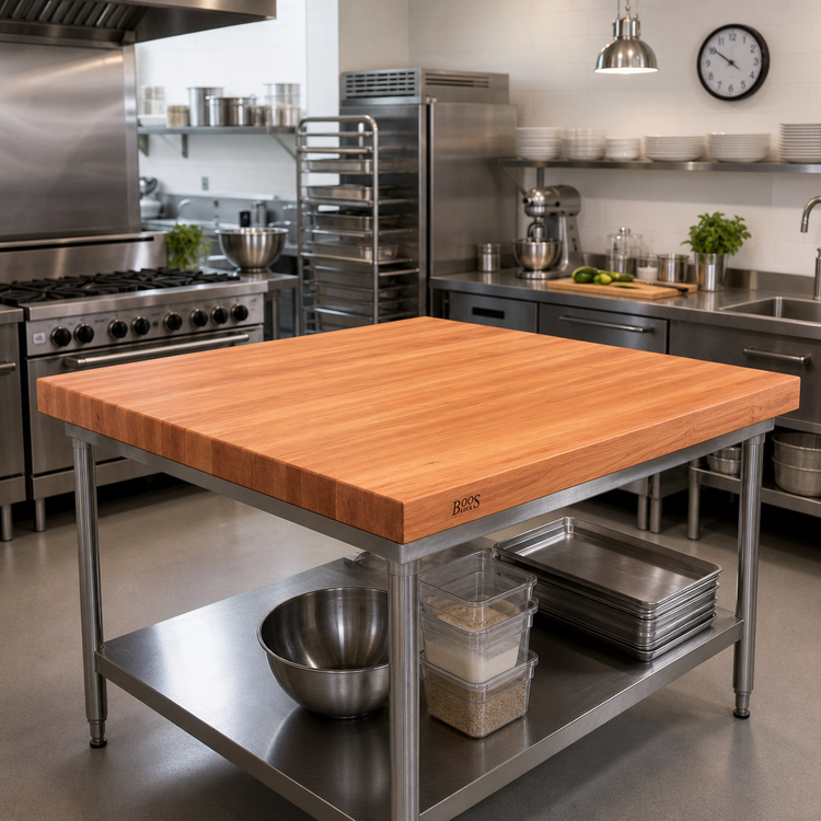 Product image #2 for John Boos Boos Block American Cherry Edge Grain Kitchen Countertop, 48 x 48 x 2-1/4 Inch, Varnique Finish