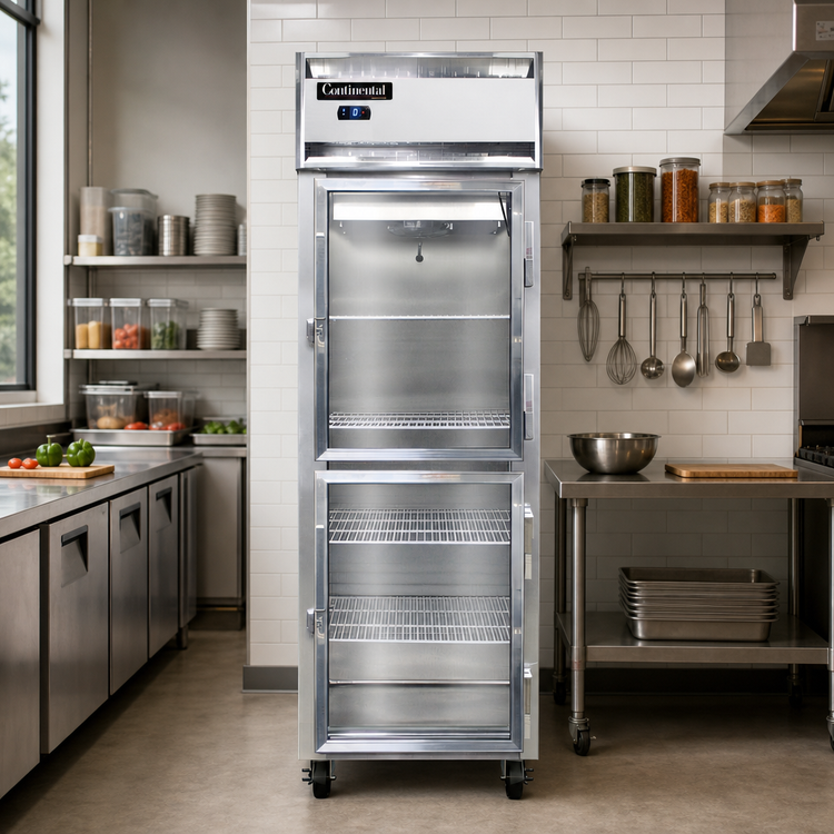 Product image #2 for Continental Refrigerator 1FSNSAGDHD One-Section Shallow Depth Display Freezer with Half Hinged Glass Doors