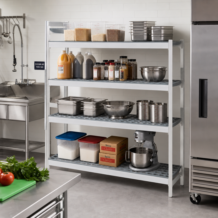 Product image #2 for Fermostock 4-Tier Polymer Shelving Expansion Kit, 64" W x 22" D x 66" H, Gray