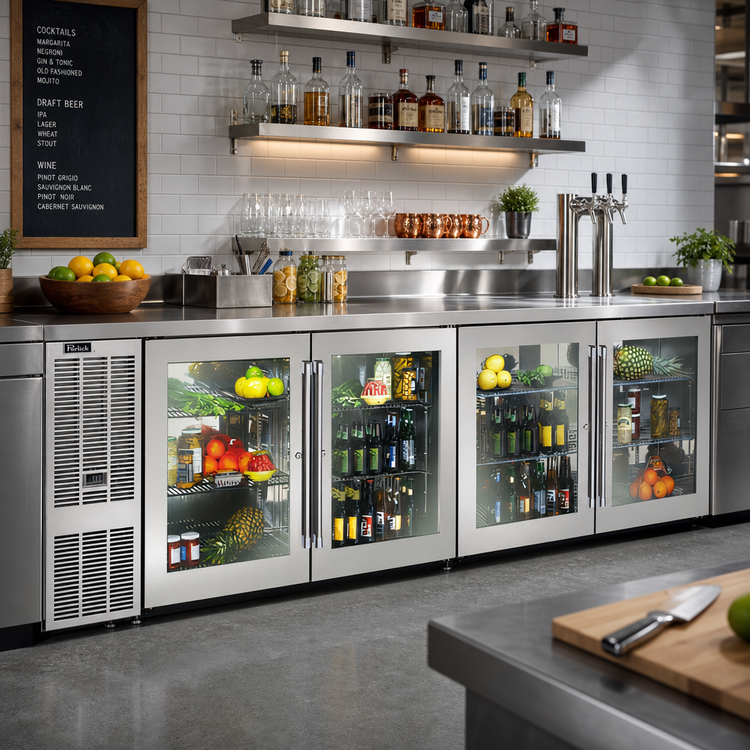 Product image #3 for Perlick 108-Inch Wide Four-Door Self-Contained Back Bar Refrigerator