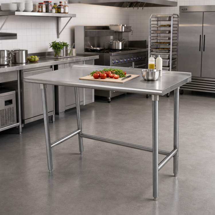 Product image #2 for Advance Tabco TFSS-365 Stainless Steel Work Table, 60 x 36 Inch, 14 Gauge 304 Stainless Steel Top, 1-1/2 Inch Rear Up-Turn
