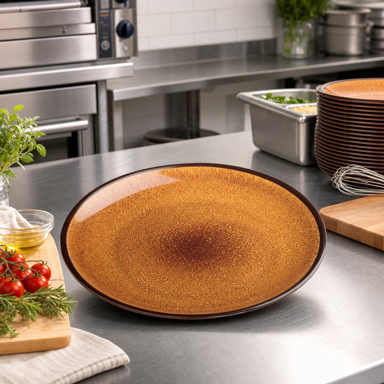 Product image #3 for Ardesia Ava 11-Inch Round Tan Melamine Plate, 24/Case
