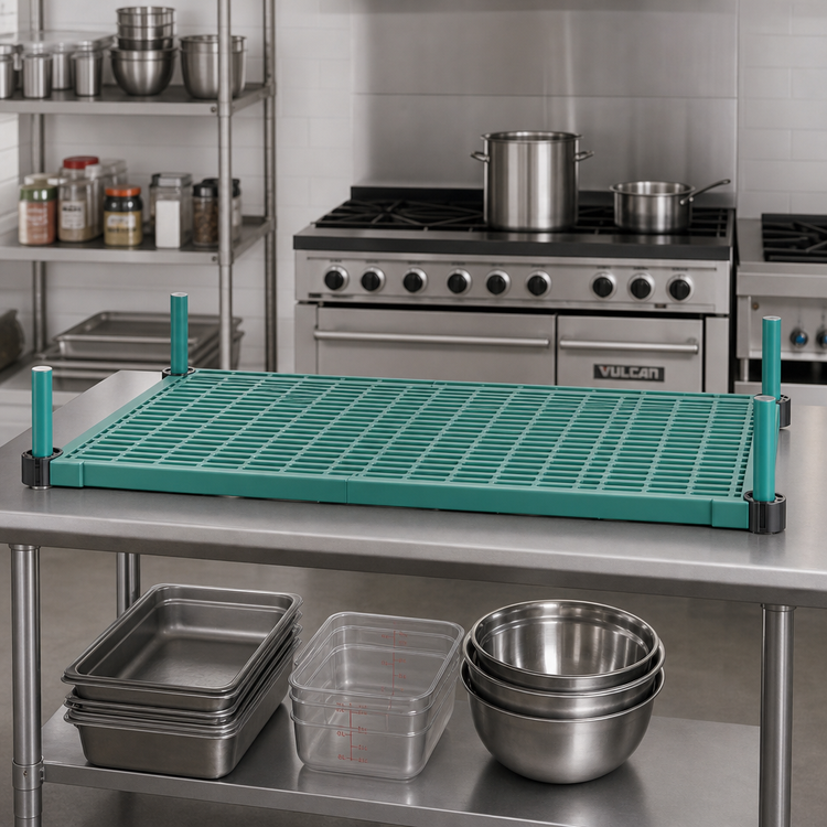 Product image #2 for Eagle Group QuadPlus 36" x 24" Louvered Green Polymer Shelf Mat
