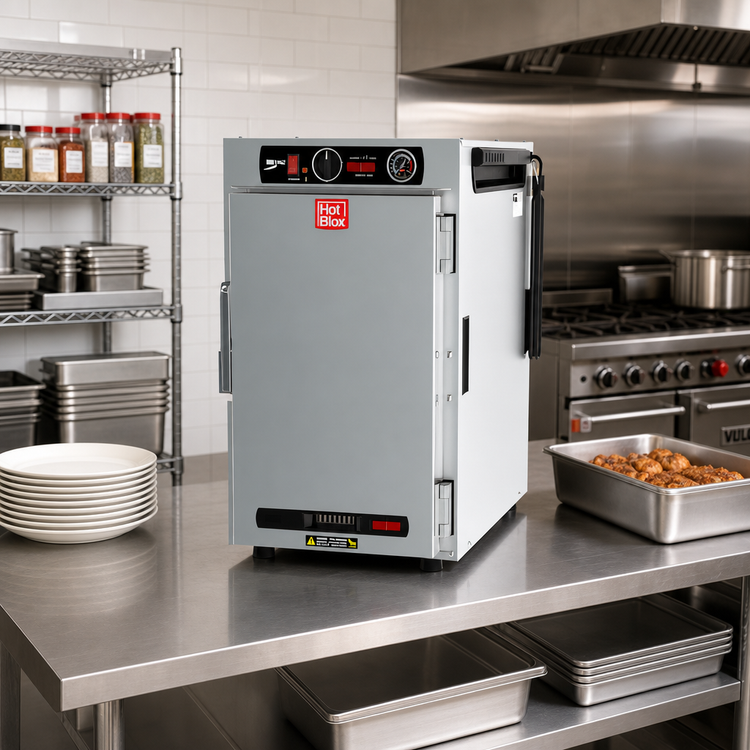 Product image #3 for Metro HotBlox™ Narrow 8-Pan Pass-Thru Countertop/Stacking Insulated Holding Cabinet with Solid Front and Rear Doors
