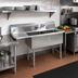 Thumbnail image #2 for BK Resources Two-Compartment Stainless Steel Sink with Left Drainboard, 18-Inch x 18-Inch x 14-Inch Bowls