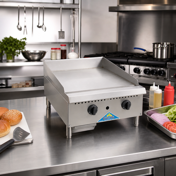 Product image #2 for Comstock-Castle 12-Inch Countertop Gas Griddle, Smooth Steel Plate, Manual Controls, 30,000 BTU