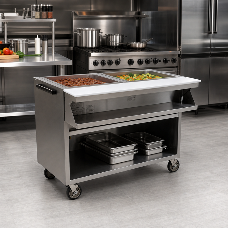 Product image #2 for Spec-Master Electric Sealed Well Hot Food Table, 2-Well, 240V, Mobile