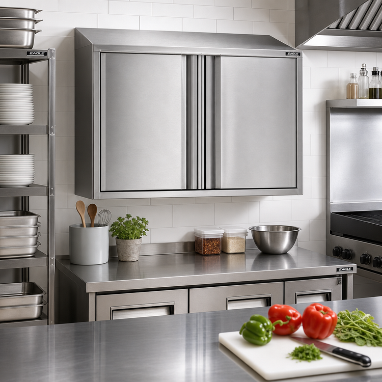 Product image #2 for Eagle Group WCH-90 90-Inch Stainless Steel Wall Cabinet with Hinged Doors and Sloped Top