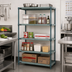 Thumbnail image #2 for Quantum 5-Tier Stationary Wire Plastic Mat Shelving Unit, 42W x 18D x 63H, Green Epoxy Coated