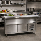 Thumbnail image #2 for Advance Tabco MACP-4-DR 4-Pan Refrigerated Cold Pan Table, Stainless Steel, Enclosed Base, Self-Contained, 62-1/2-Inch W, with Cutting Board