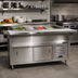Thumbnail image #2 for Advance Tabco Self-Contained Stainless Steel 4-Pan Refrigerated Cold Pan Table with Enclosed Base and Sliding Doors