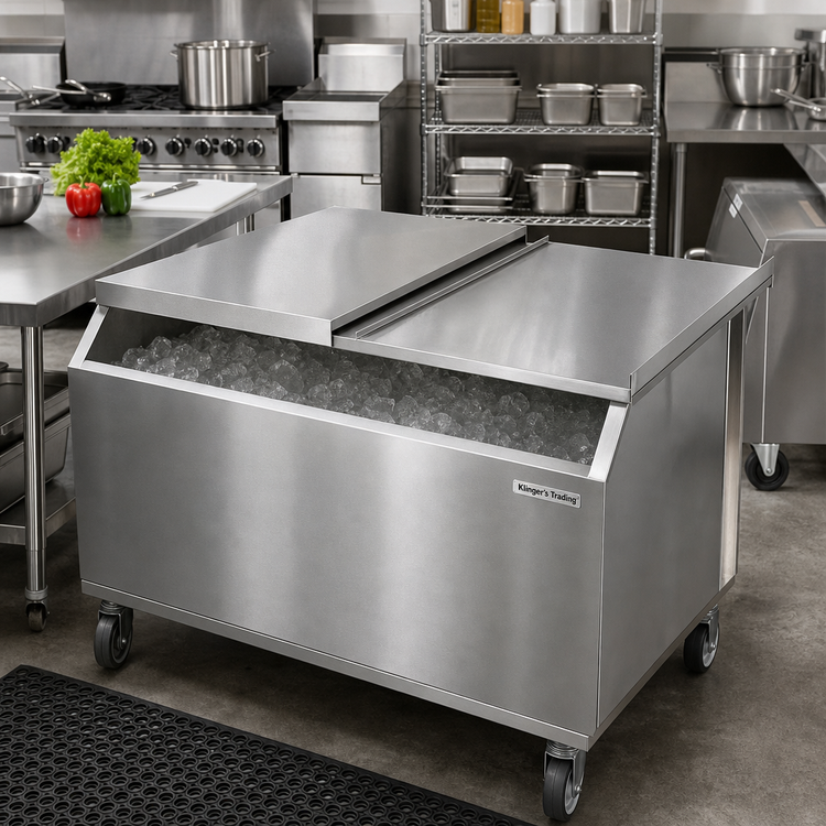 Product image #2 for Klinger's Trading Heavy-Duty 304 Stainless Steel Mobile Ice Bin Cover for MIB3021