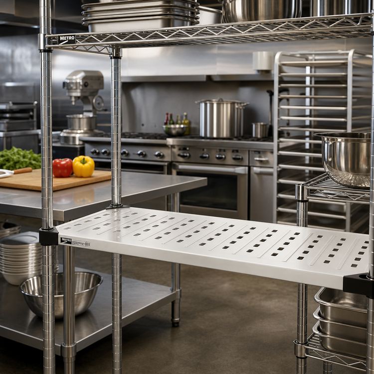 Product image #2 for Metro Super Erecta 48" W x 21" D Louvered/Embossed Stainless Steel Shelf