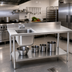 Thumbnail image #2 for Eagle Group Deluxe 96-Inch 304 Stainless Steel Work Table with Left-Side Sink, Backsplash, and Undershelf