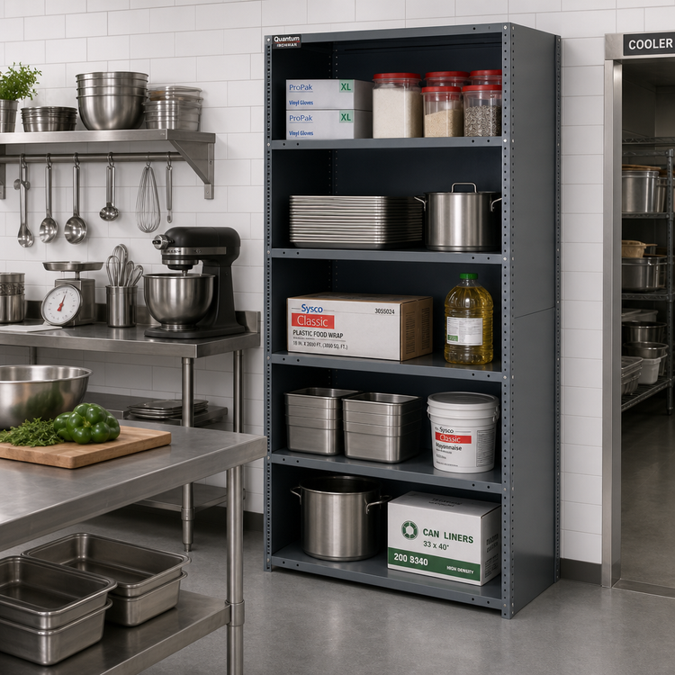 Product image #2 for Quantum IRONMAN 4-Shelf Closed Steel Shelving Unit, 36-Inch W x 18-Inch D x 75-Inch H