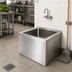 Thumbnail image #2 for BK Resources Floor-Mount 18/304 Stainless Steel Mop Sink with 24 x 24 x 12-Inch Bowl