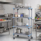 Thumbnail image #2 for Quantum Millenia QPM213686VS-4 4-Shelf Mobile Polymer Shelving Unit, 36"W x 21"D x 86"H, Gray