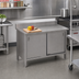 Thumbnail image #2 for John Boos Enclosed Base Work Table with Sliding Doors, 48 x 24 Inch 16-Gauge Stainless Steel Top, 5-Inch Backsplash