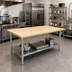 Thumbnail image #2 for Hard Maple Flat Top Work Table with Galvanized Legs and Undershelf, 96 x 36 Inches