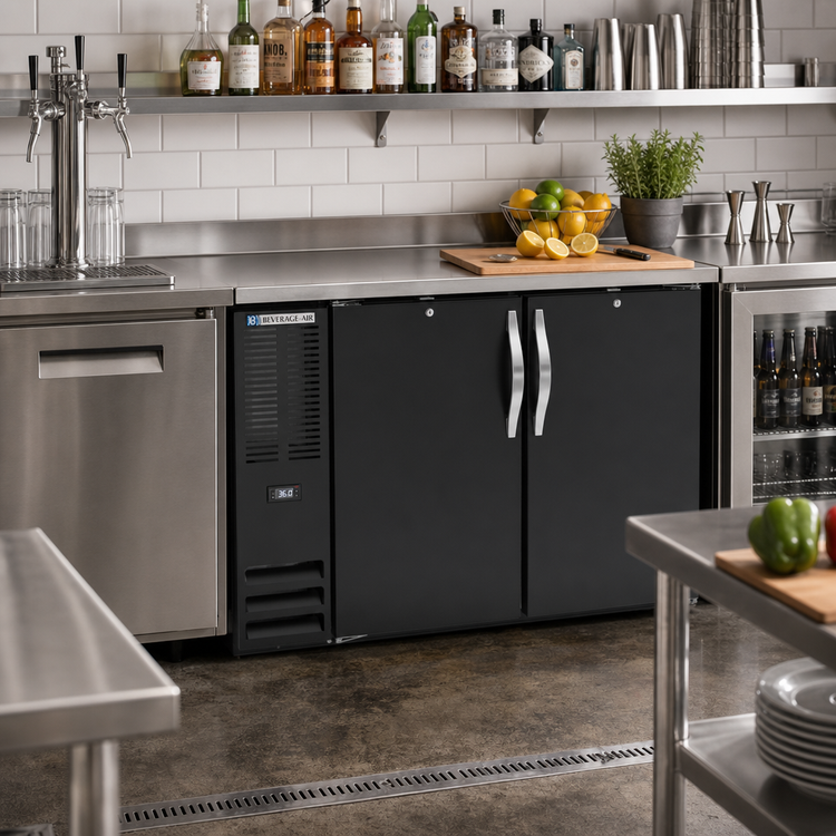 Product image #2 for 48-Inch Two-Section Food-Rated Solid Door Back Bar Refrigerator with Stainless Steel Top