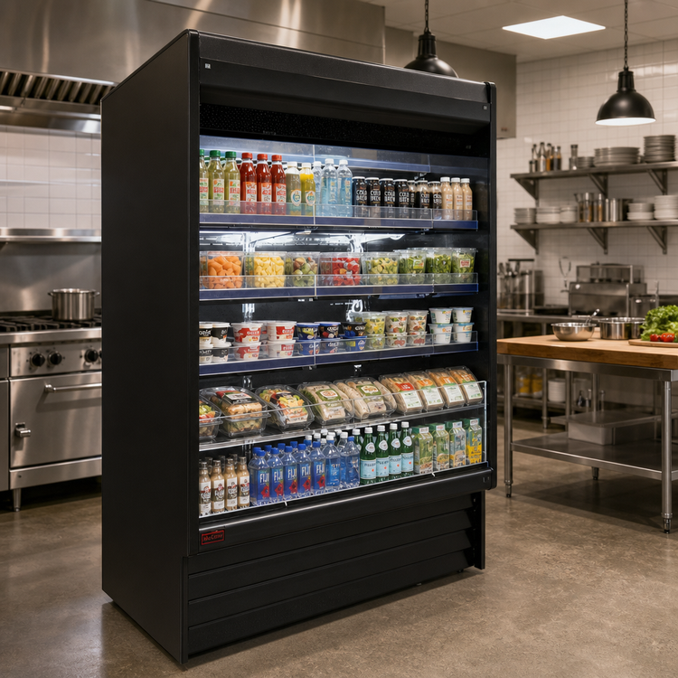 Product image #2 for Howard-McCray 35E Series 51" Multi-Purpose Open-Air Merchandiser with 4 Lighted Shelf Rows, Remote Refrigeration