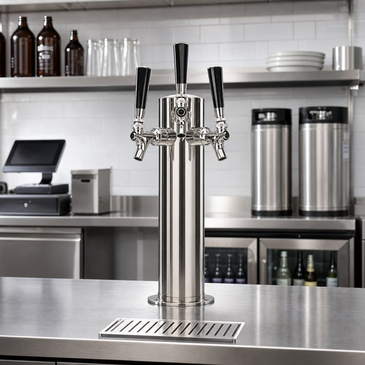 Product image #2 for Three-Faucet Air-Cooled Countertop Draft Beer Tower, Polished Stainless Steel