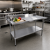 Thumbnail image #2 for 60-Inch x 30-Inch x 35-Inch Stainless Steel Work Table with 5-Inch Backsplash and Open Undershelf