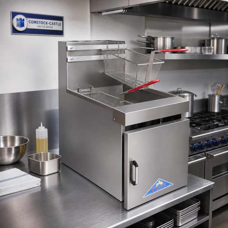 Product image #2 for Comstock-Castle Castle Series 14HC Countertop Gas Tube Fryer, Stainless Steel, 35 lb. Capacity