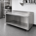 Thumbnail image #2 for Advance Tabco 120-Inch x 24-Inch Stainless Steel Open Front Cabinet Base Work Table with 5-Inch Backsplash