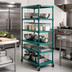 Thumbnail image #2 for QuadPLUS Mobile 5-Tier Wire Shelving Starter Unit with Casters, 48W x 24D x 74H, Green Epoxy