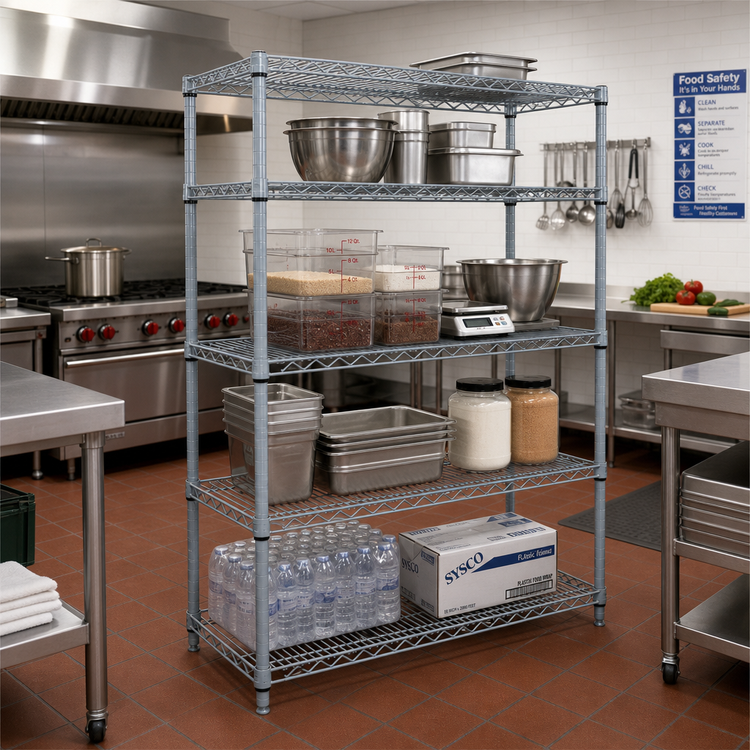 Product image #2 for Quantum 48 x 24 x 54 Inch Gray Epoxy Antimicrobial 4-Shelf Wire Shelving Starter Kit