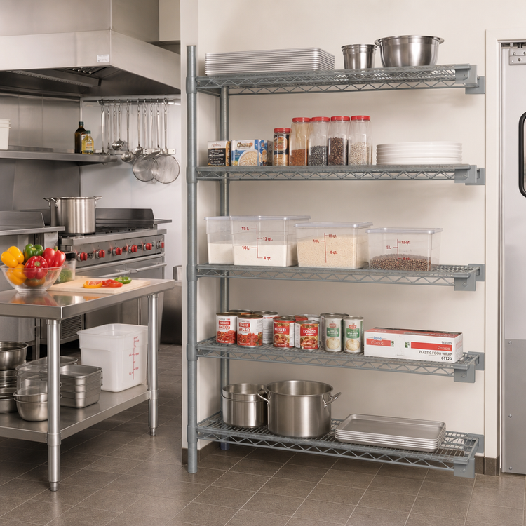 Product image #2 for Eagle Valu-Master 5-Tier Add-On Wire Shelving Unit, 48 x 21 x 86 Inches, Pewter Gray Epoxy Finish