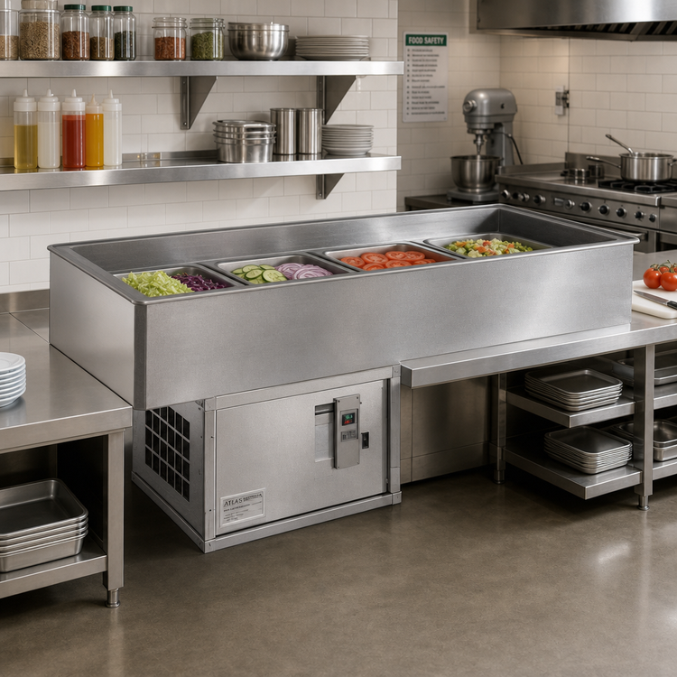 Product image #2 for Atlas Metal RM-6 6-Pan Full-Size Drop-In Cold Well with Self-Contained Refrigeration