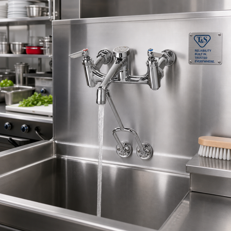 Product image #2 for T&S Brass B-0655-BSTP-CR Wall-Mount Service Sink Faucet, 8-Inch Centers, Polished Chrome