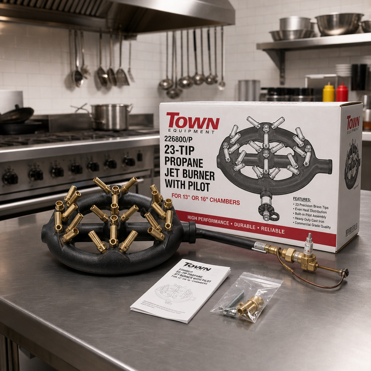 Product image #2 for Town Equipment 226800/P 23-Tip Propane Jet Burner with Pilot for 13" or 16" Chambers