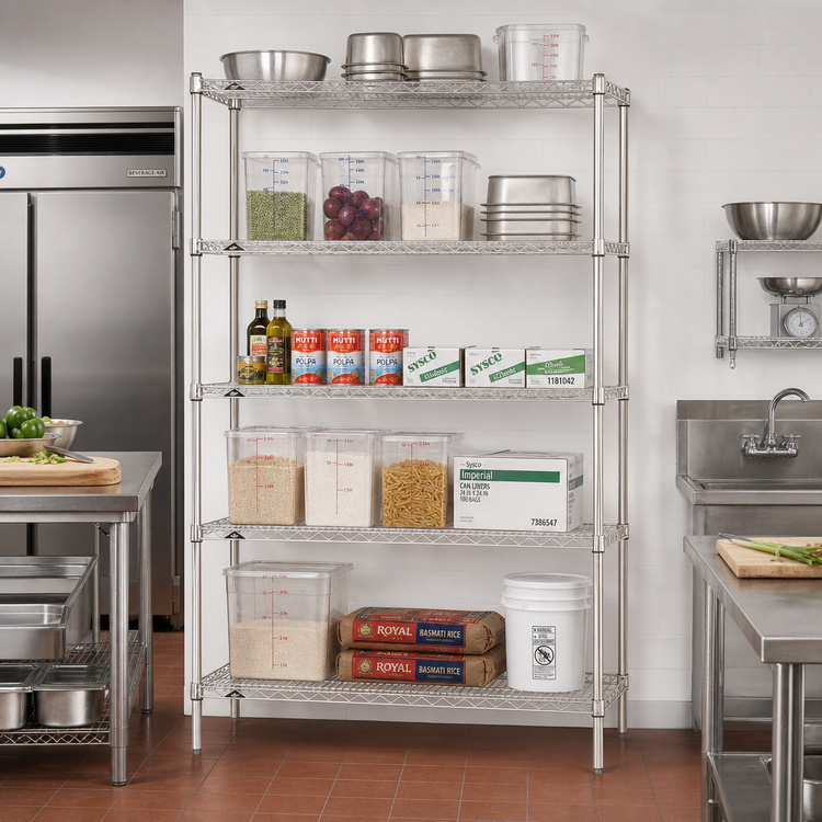 Product image #2 for Metro Super Erecta Stationary Starter Wire Shelving Unit, 72"W x 18"D x 74"H, Chrome Plated, 5 Shelves