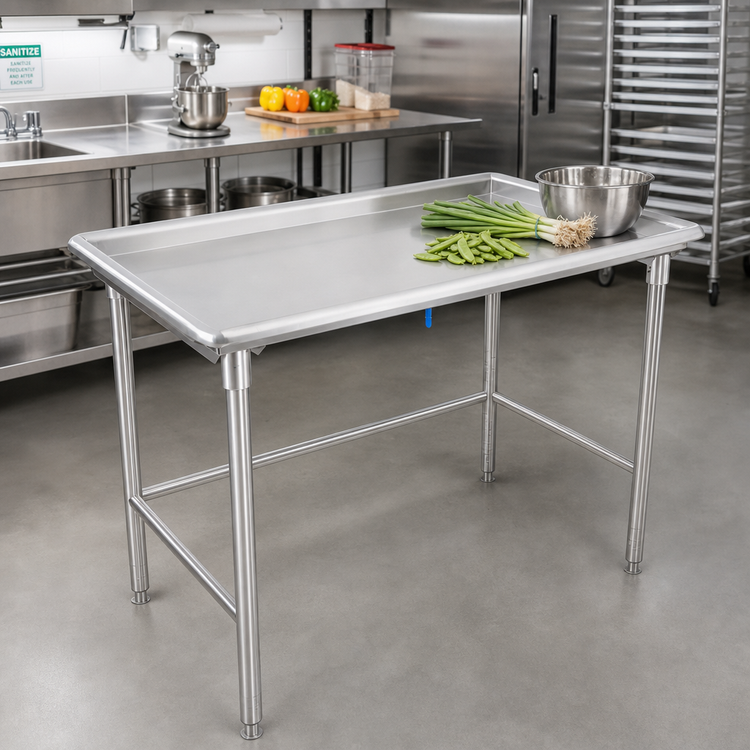 Product image #2 for John Boos 60-7/8 Inch Stainless Steel Sorting Table with Raised Edge and Open Base