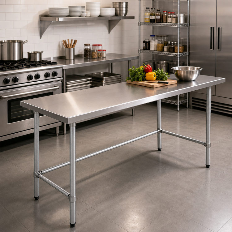 Product image #2 for Sapphire Manufacturing 72 Inch x 18 Inch 18 Gauge 400 Series Stainless Steel Work Table with Galvanized Base