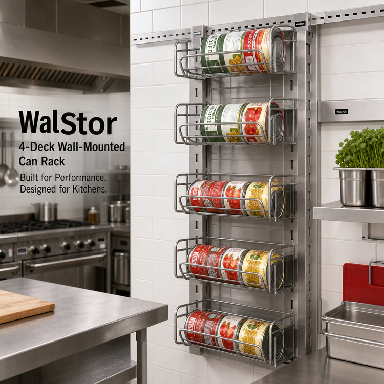 Product image #2 for WalStor 4-Deck Wall-Mounted Can Rack for Modular Wall Systems