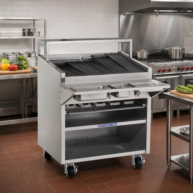 Product image #2 for Bakers Pride Dante Series 48-Inch Floor Model Gas Radiant Charbroiler with Open Cabinet Base