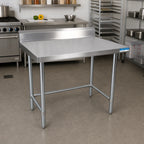 Thumbnail image #2 for BK Resources SVTR5OB-6024 Open Base Stainless Steel Work Table, 60 x 24 Inches, 18-Gauge 430 Top, 5-Inch Backsplash