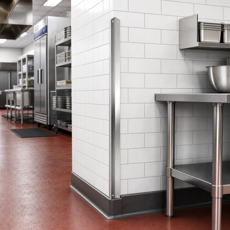 Product image #2 for Advance Tabco 60-Inch x 2-Inch x 2-Inch Stainless Steel Corner Guard with Adhesive Tape Backing