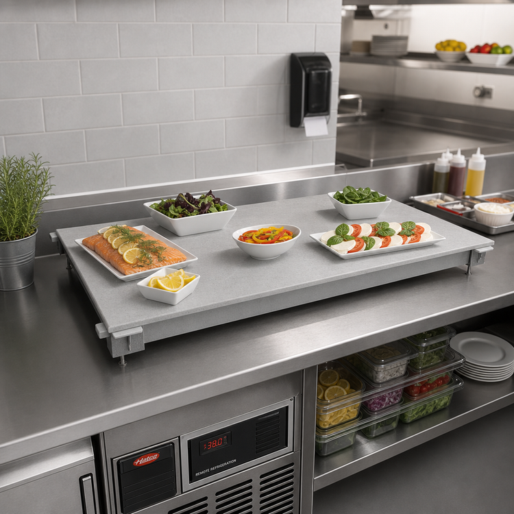 Product image #2 for Hatco Simulated Stone Built-In Flush Top Hot/Cold Shelf, 48-Inch x 24-Inch, Remote Refrigeration