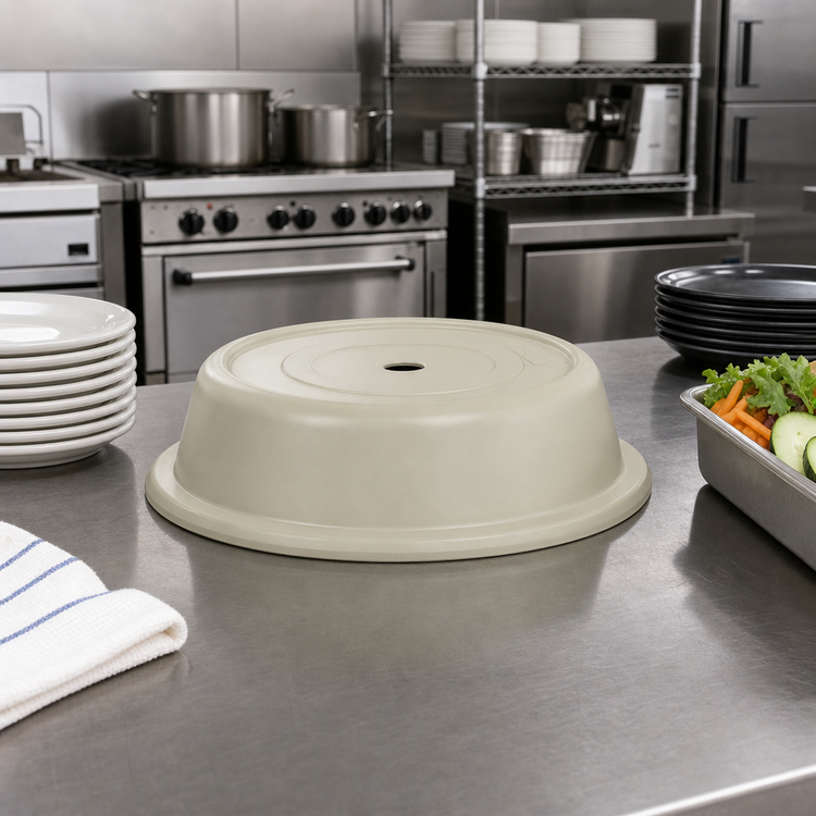 Product image #3 for Cambro Versa Camcover Round Fiberglass Plate Cover, 9-9/16 Inch Inside Diameter, Antique Parchment