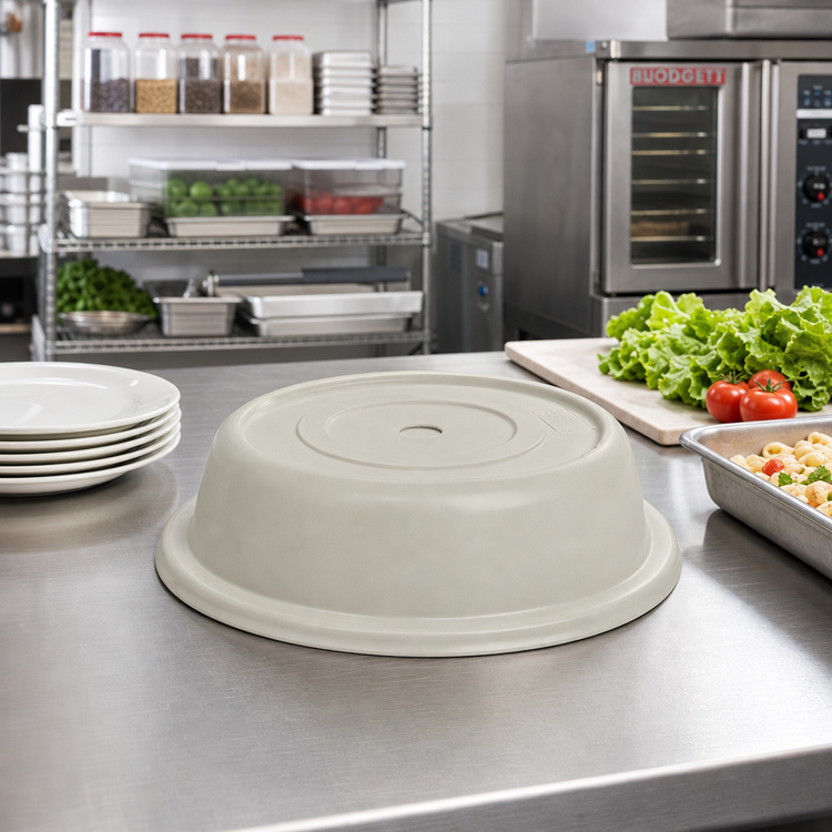 Product image #3 for Cambro Versa Camcover Round Fiberglass Plate Cover, 9-9/16 Inch Inside Diameter, Antique Parchment