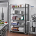 Thumbnail image #2 for Cambro Camshelving Elements XTRA 5-Tier Stationary Starter Polymer Shelving Unit, 42 x 18 x 84 Inches, Speckled Gray