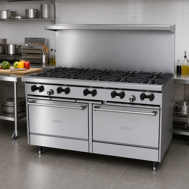 Product image #2 for Garland SunFire 60-Inch Gas Restaurant Range with 10 Open Burners and 2 Standard Ovens