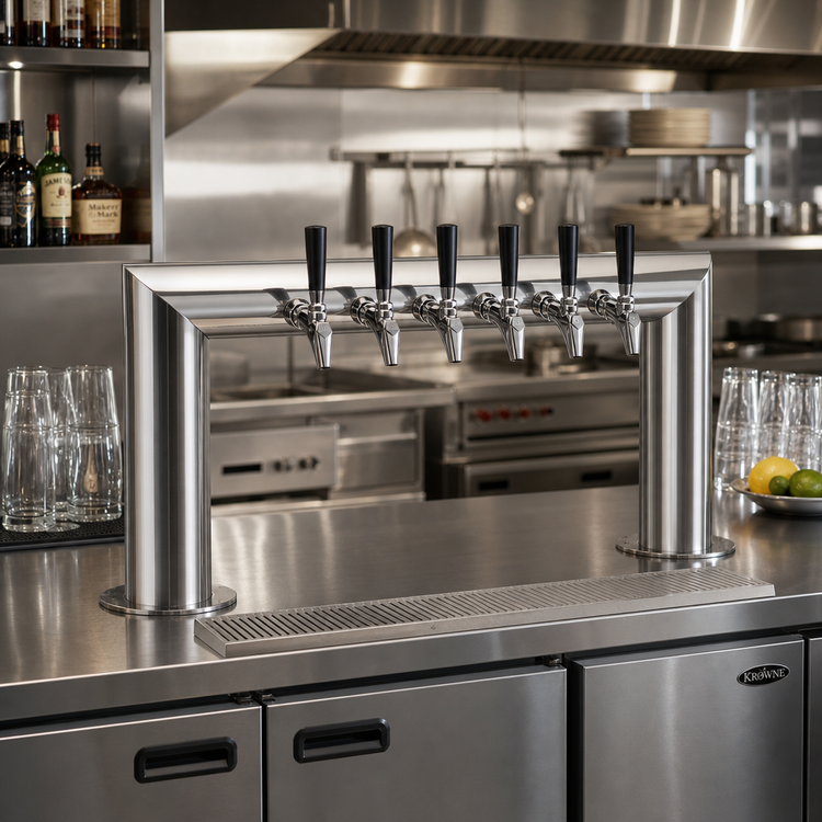 Product image #2 for Krowne Pass-Thru Two-Column Six-Faucet Glycol-Cooled Beer Tower, 31-Inch Overall Length