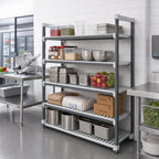 Thumbnail image #2 for Cambro Camshelving® Elements EXA244884V5480 Stationary 5-Tier Vented Polymer Shelving Add-On Unit, 24 x 48 x 84 in., Speckled Gray